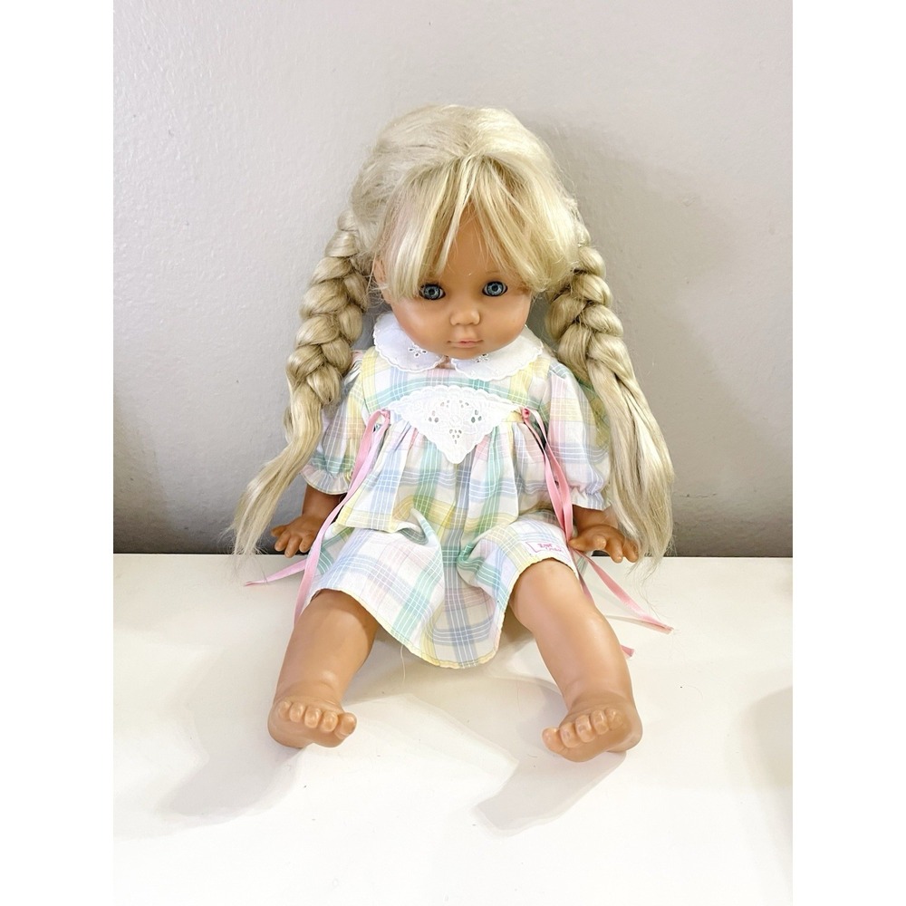 Zapf Creations Doll Germany 1987 Long Blonde Braids Blue Eyes 20" Vintage - Picture 4 of 6